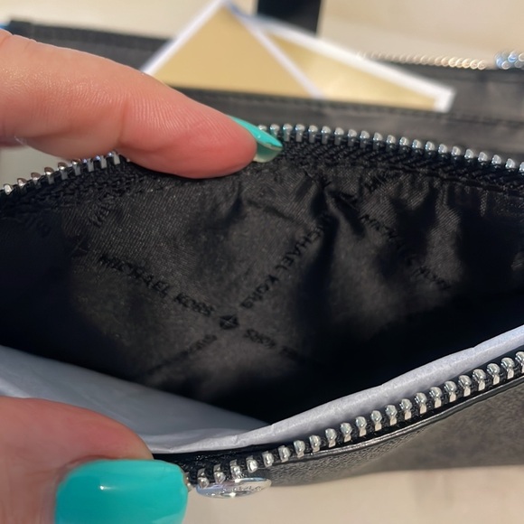 NWT MICHAEL KORS Jet Set Travel collection double zip wristlet wallet blk gray - Picture 9 of 17